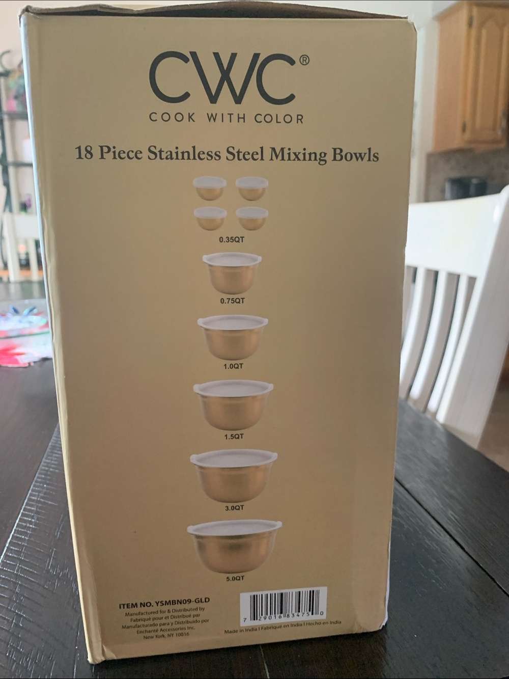 Gold Stainless Steel Mixing Bowl Set - 18 Piece - Picture 2 of 3